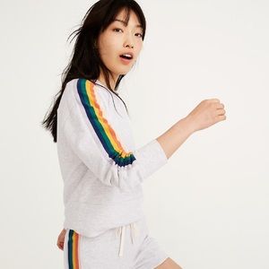 Rainbow-Inset Crop Sweatshirt